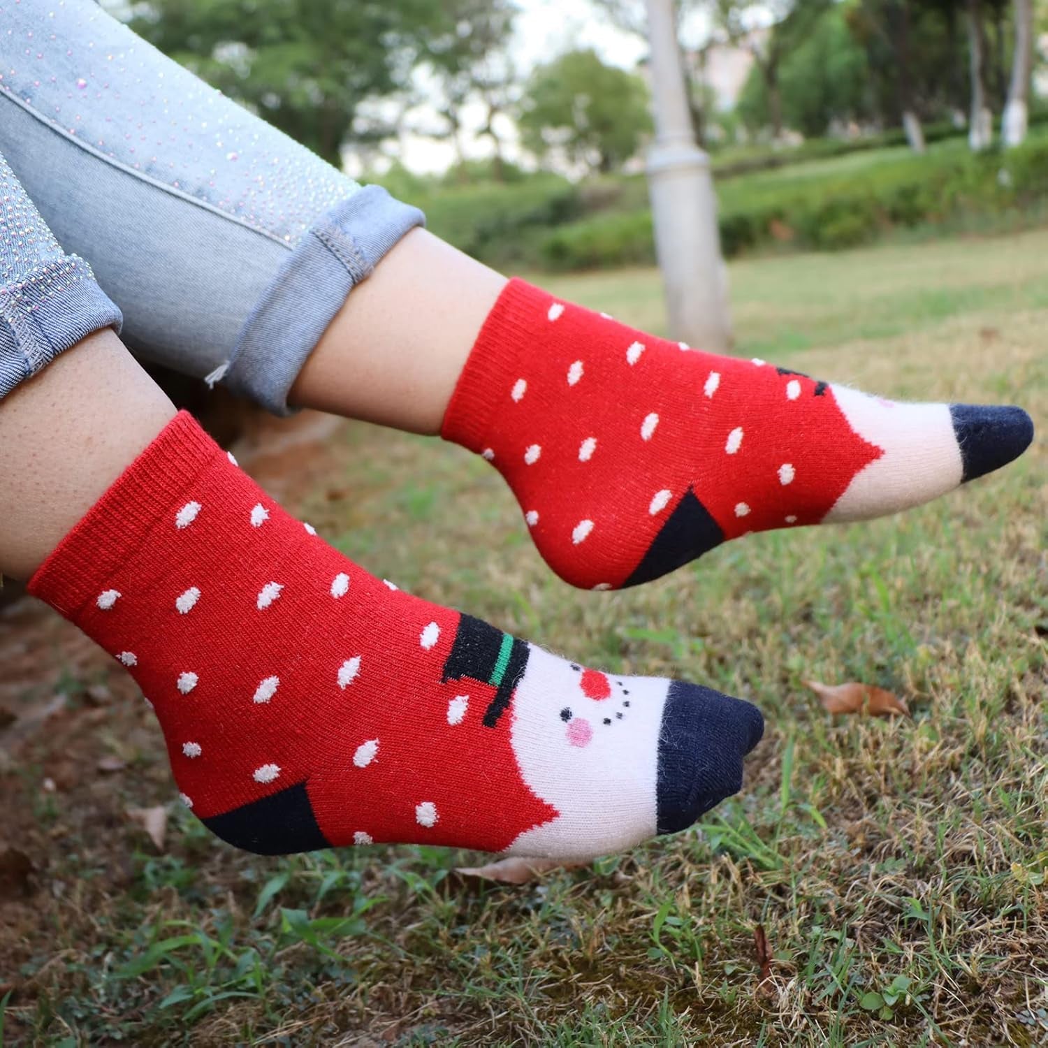 5Pack Womens Vintage Winter Soft Warm Thick Cold Knit Wool Crew Socks, Multicolor, Free Size