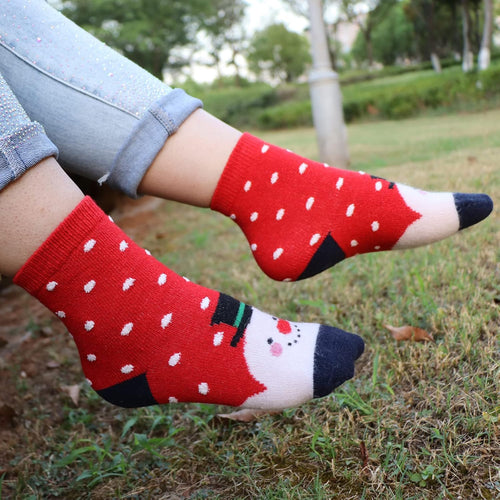 5Pack Womens Vintage Winter Soft Warm Thick Cold Knit Wool Crew Socks, Multicolor, Free Size